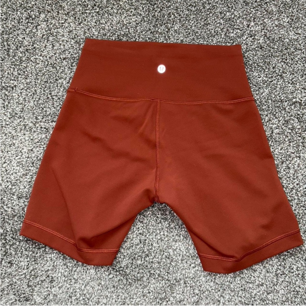 Rust Red Lululemon bike shorts
